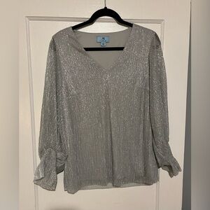 CeCe silver metallic blouse